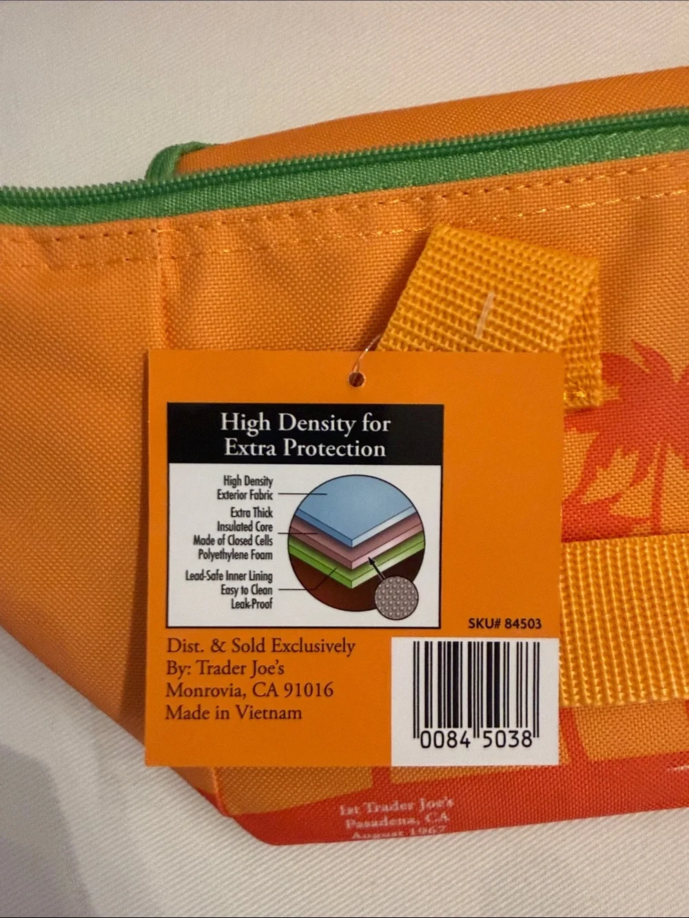 NWT Trader Joe's Tropical Lunch Tote - Pink & Lavender / Orange & Green